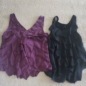 Elegant Purple and Black Ruffle Tops